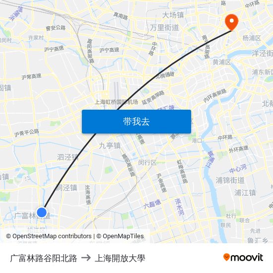 广富林路谷阳北路 to 上海開放大學 map