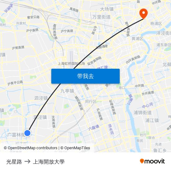 光星路 to 上海開放大學 map