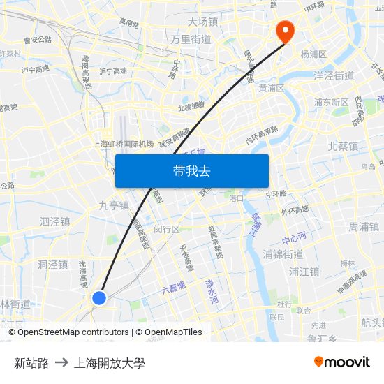 新站路 to 上海開放大學 map