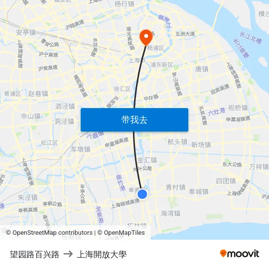 望园路百兴路 to 上海開放大學 map