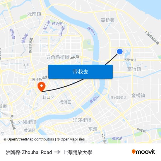 洲海路 Zhouhai Road to 上海開放大學 map