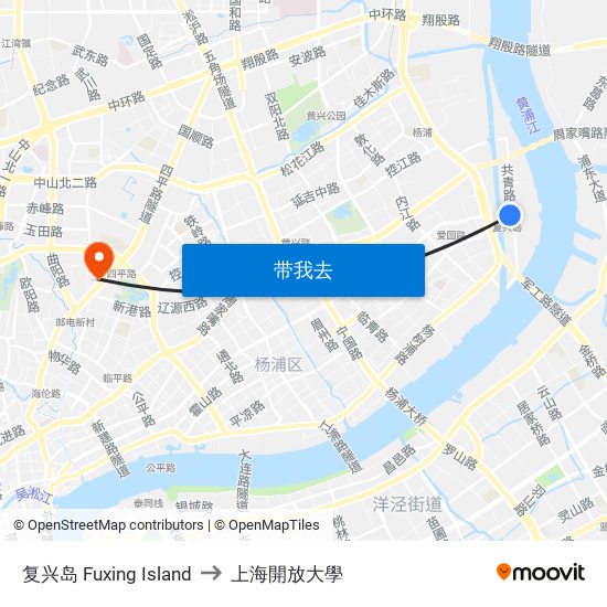 复兴岛 Fuxing Island to 上海開放大學 map