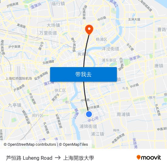 芦恒路 Luheng Road to 上海開放大學 map