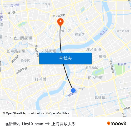 临沂新村 Linyi Xincun to 上海開放大學 map