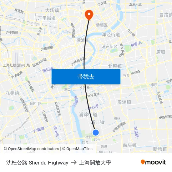 沈杜公路 Shendu Highway to 上海開放大學 map
