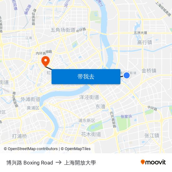 博兴路 Boxing Road to 上海開放大學 map