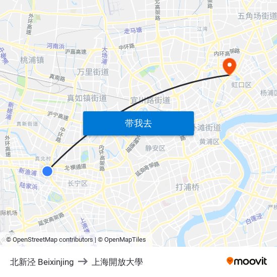 北新泾 Beixinjing to 上海開放大學 map