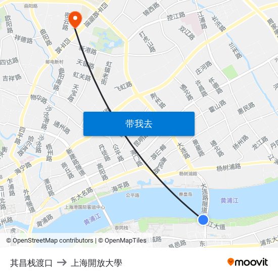 其昌栈渡口 to 上海開放大學 map