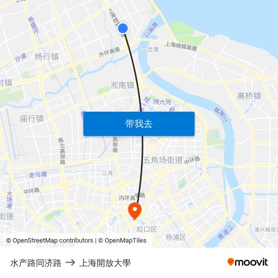水产路同济路 to 上海開放大學 map