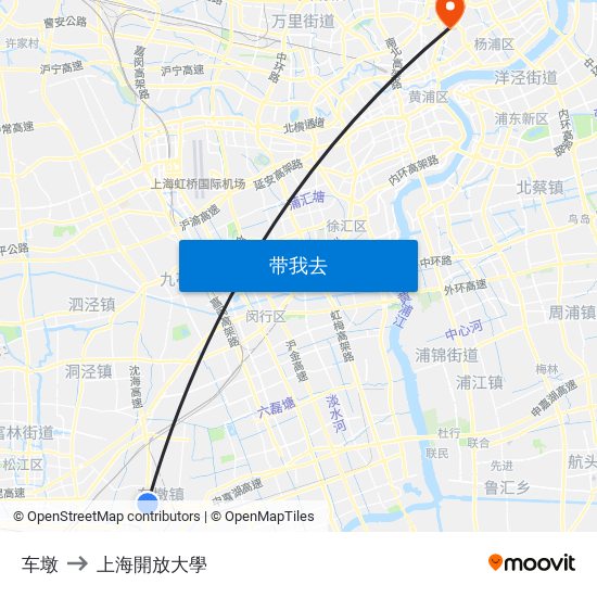 车墩 to 上海開放大學 map
