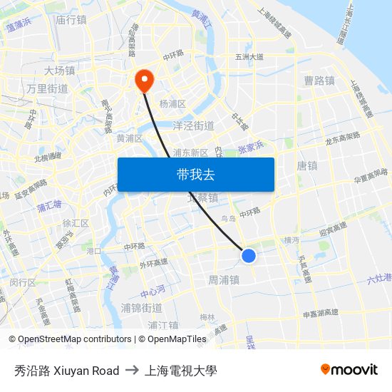 秀沿路 Xiuyan Road to 上海電視大學 map