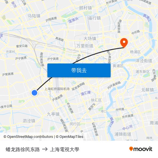 蟠龙路徐民东路 to 上海電視大學 map