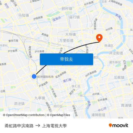 甬虹路申滨南路 to 上海電視大學 map