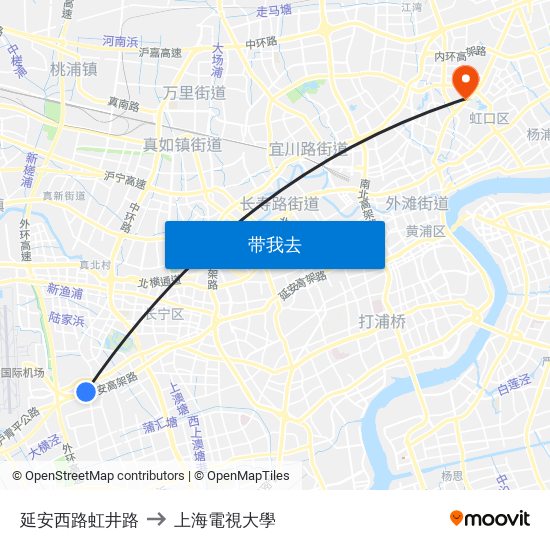 延安西路虹井路 to 上海電視大學 map