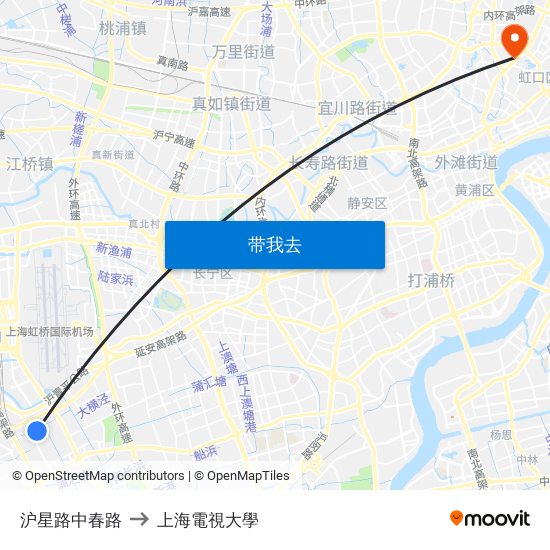 沪星路中春路 to 上海電視大學 map