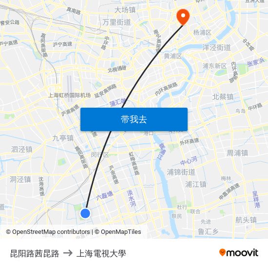 昆阳路茜昆路 to 上海電視大學 map