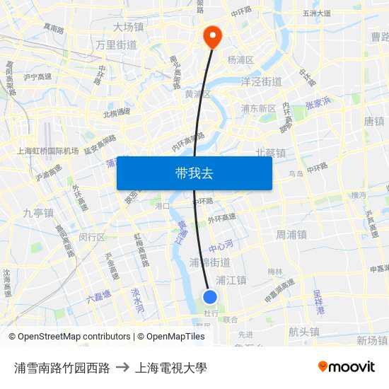 浦雪南路竹园西路 to 上海電視大學 map