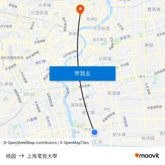 桃园 to 上海電視大學 map