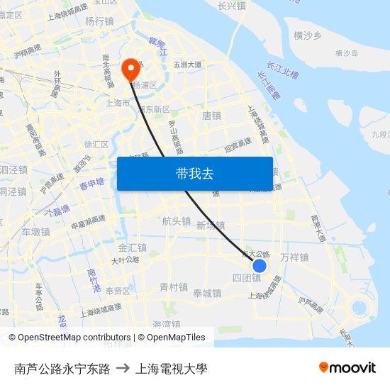 南芦公路永宁东路 to 上海電視大學 map