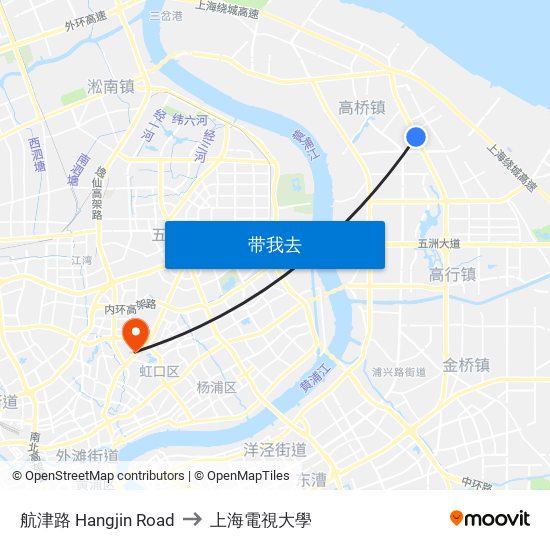 航津路 Hangjin Road to 上海電視大學 map