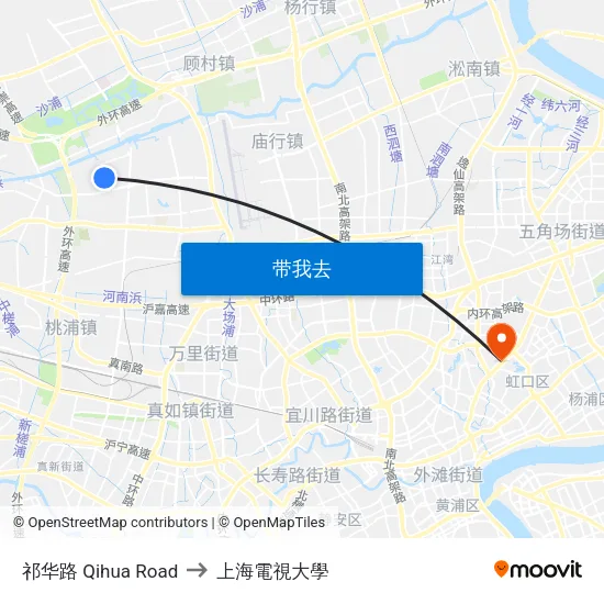 祁华路 Qihua Road to 上海電視大學 map
