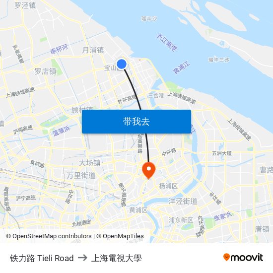 铁力路 Tieli Road to 上海電視大學 map