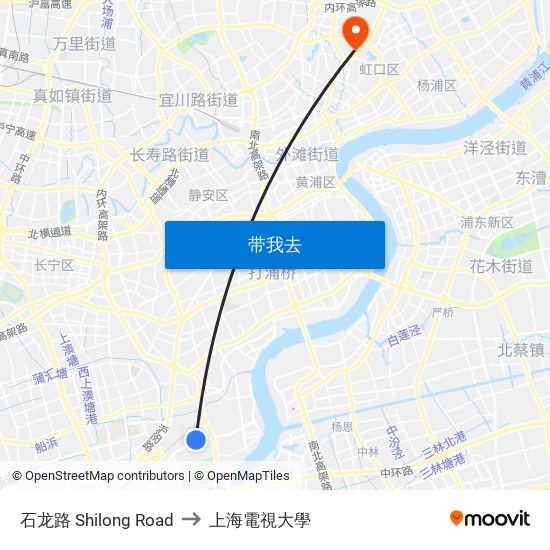 石龙路 Shilong Road to 上海電視大學 map