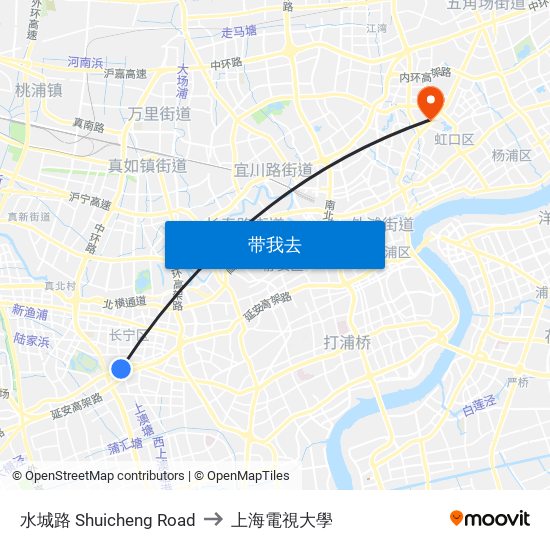 水城路 Shuicheng Road to 上海電視大學 map