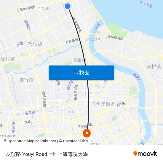 友谊路 Youyi Road to 上海電視大學 map