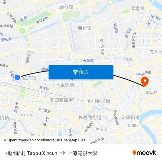 桃浦新村 Taopu Xincun to 上海電視大學 map