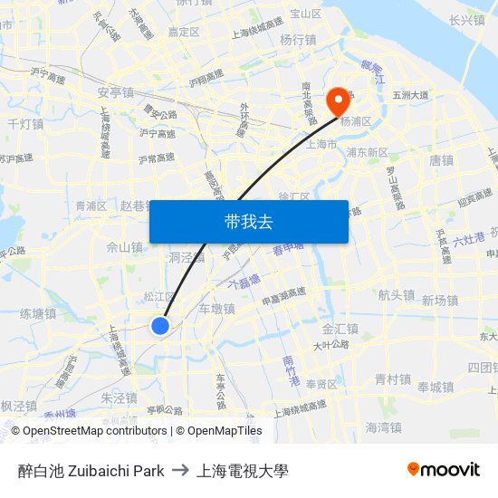 醉白池 Zuibaichi Park to 上海電視大學 map