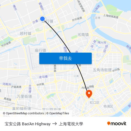 宝安公路 Bao'An Highway to 上海電視大學 map