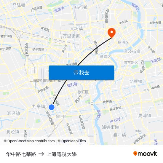 华中路七莘路 to 上海電視大學 map