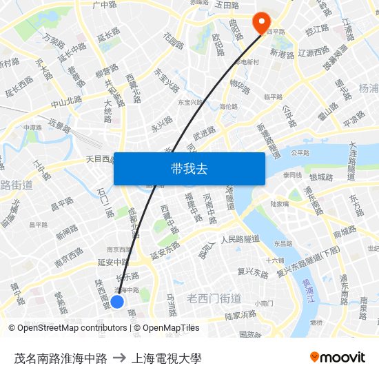 茂名南路淮海中路 to 上海電視大學 map