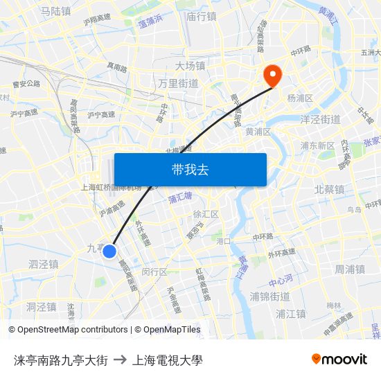 涞亭南路九亭大街 to 上海電視大學 map