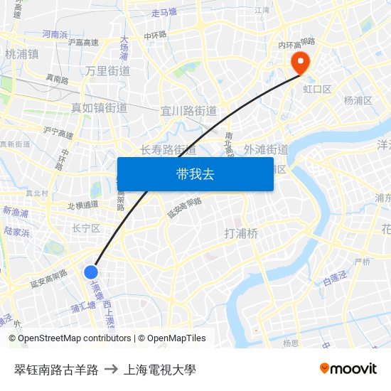 翠钰南路古羊路 to 上海電視大學 map