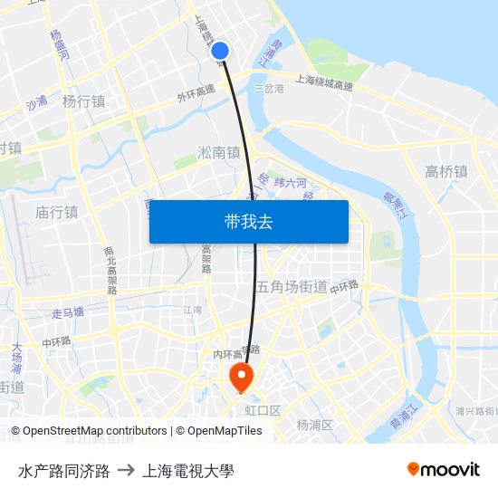 水产路同济路 to 上海電視大學 map