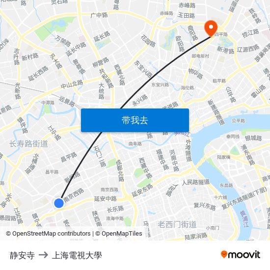 静安寺 to 上海電視大學 map