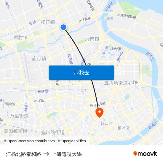 江杨北路泰和路 to 上海電視大學 map