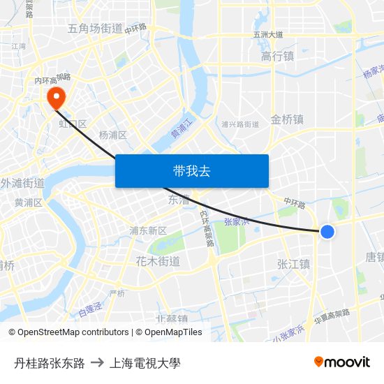 丹桂路张东路 to 上海電視大學 map