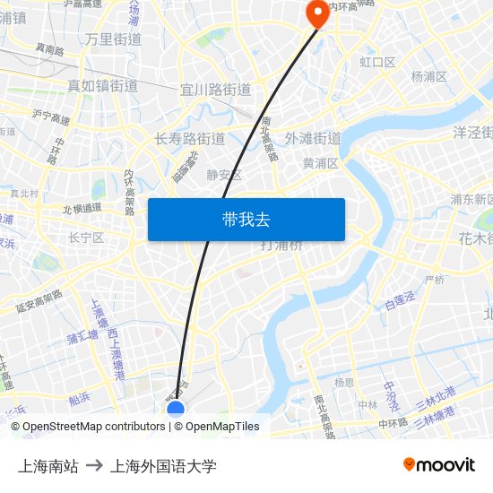 上海南站 to 上海外国语大学 map
