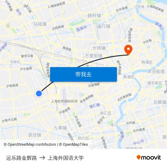 运乐路金辉路 to 上海外国语大学 map