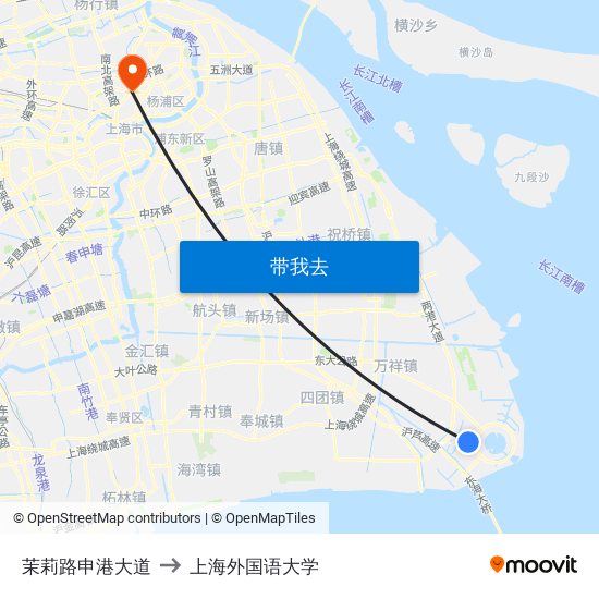 茉莉路申港大道 to 上海外国语大学 map