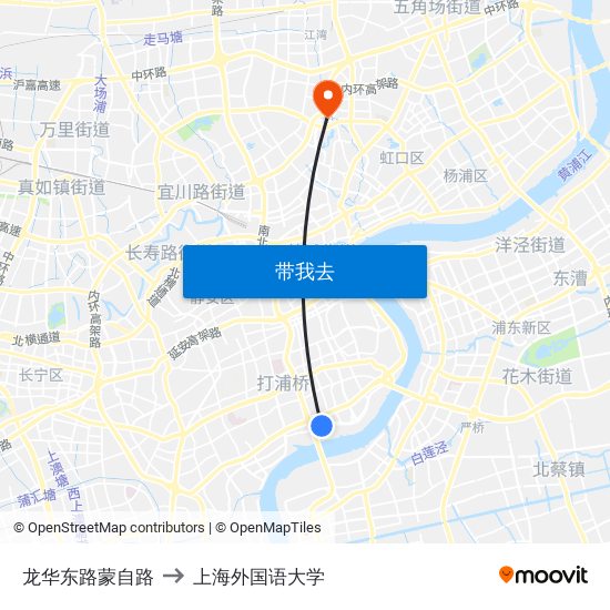 龙华东路蒙自路 to 上海外国语大学 map