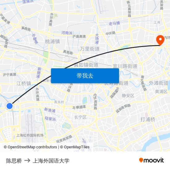 陈思桥 to 上海外国语大学 map