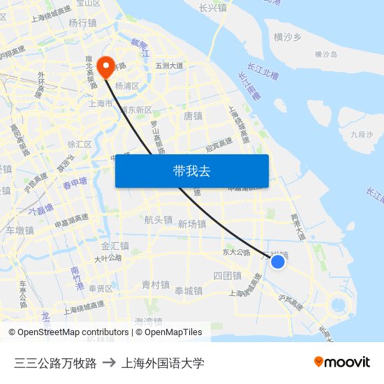 三三公路万牧路 to 上海外国语大学 map