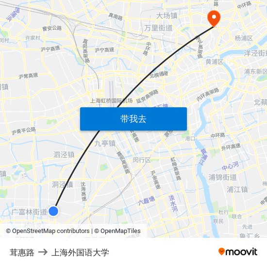 茸惠路 to 上海外国语大学 map