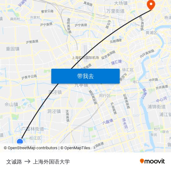 文诚路 to 上海外国语大学 map