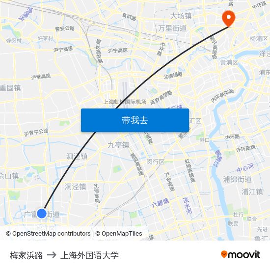 梅家浜路 to 上海外国语大学 map