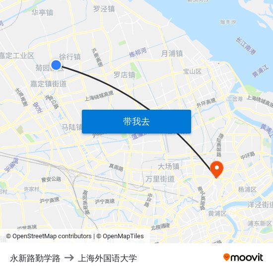 永新路勤学路 to 上海外国语大学 map